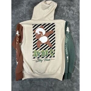 Fresh Laundry panda hoodie so fresh youth large Tan Brown Green Cool